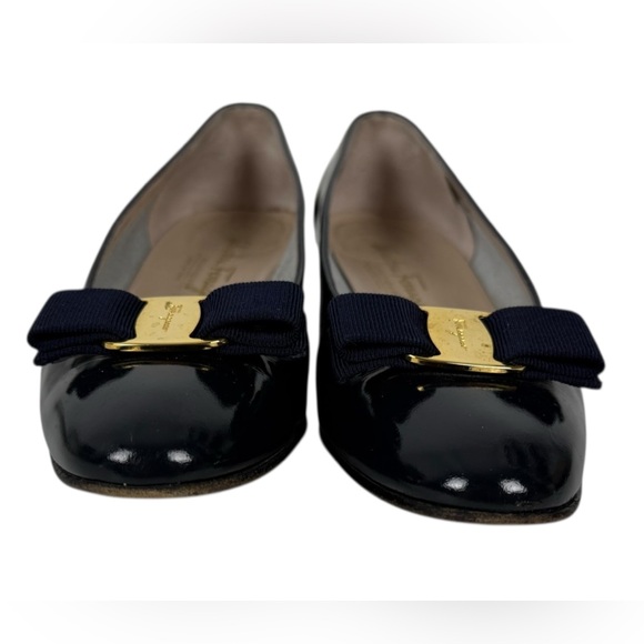 Salvatore Ferragamo Patent Leather Bow Pumps Blue Womens 8 AA 2A Casual Formal main image 8